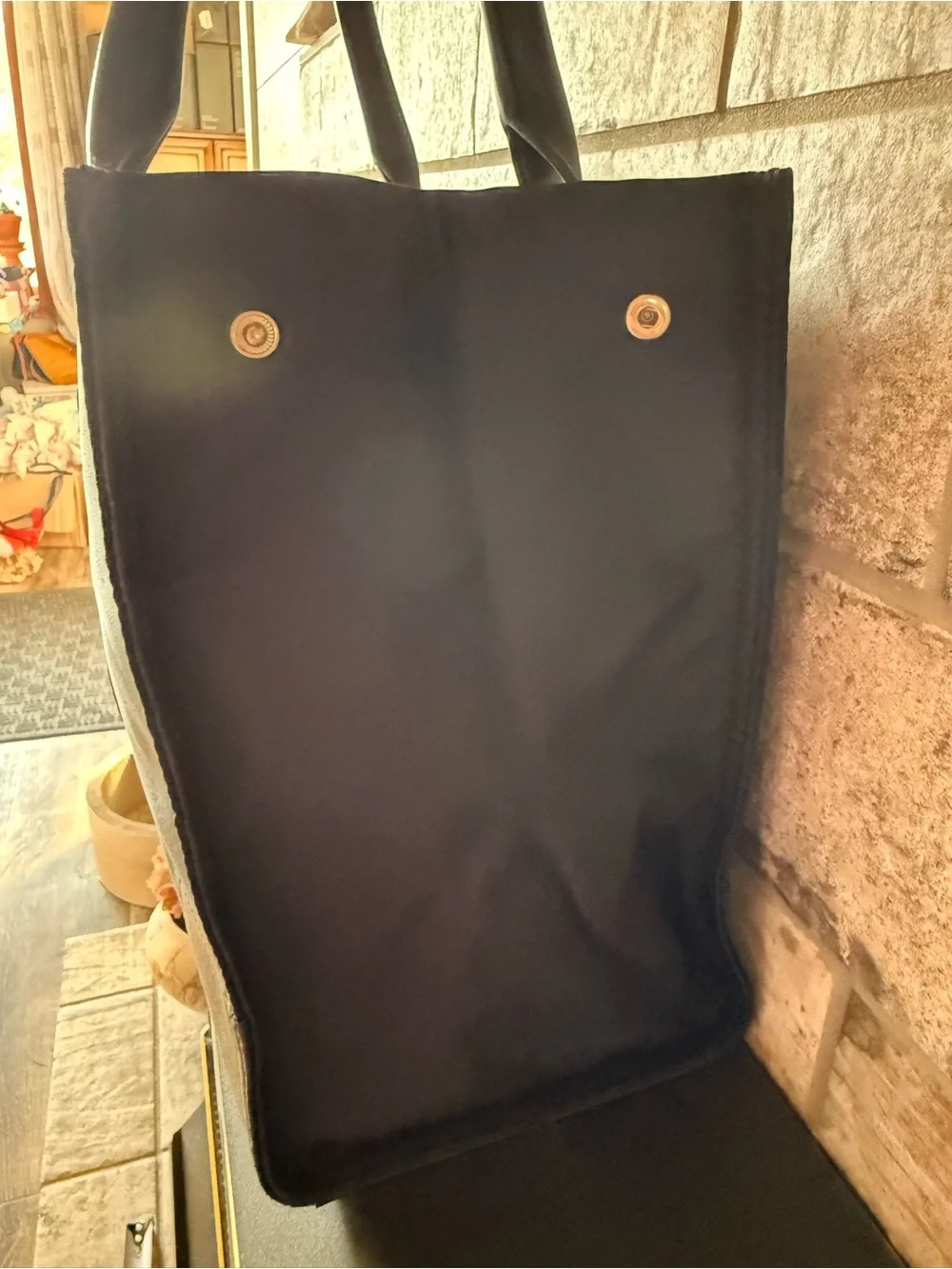 Tory Burch Black Tote Bag with Multicolor Embroidered Accent